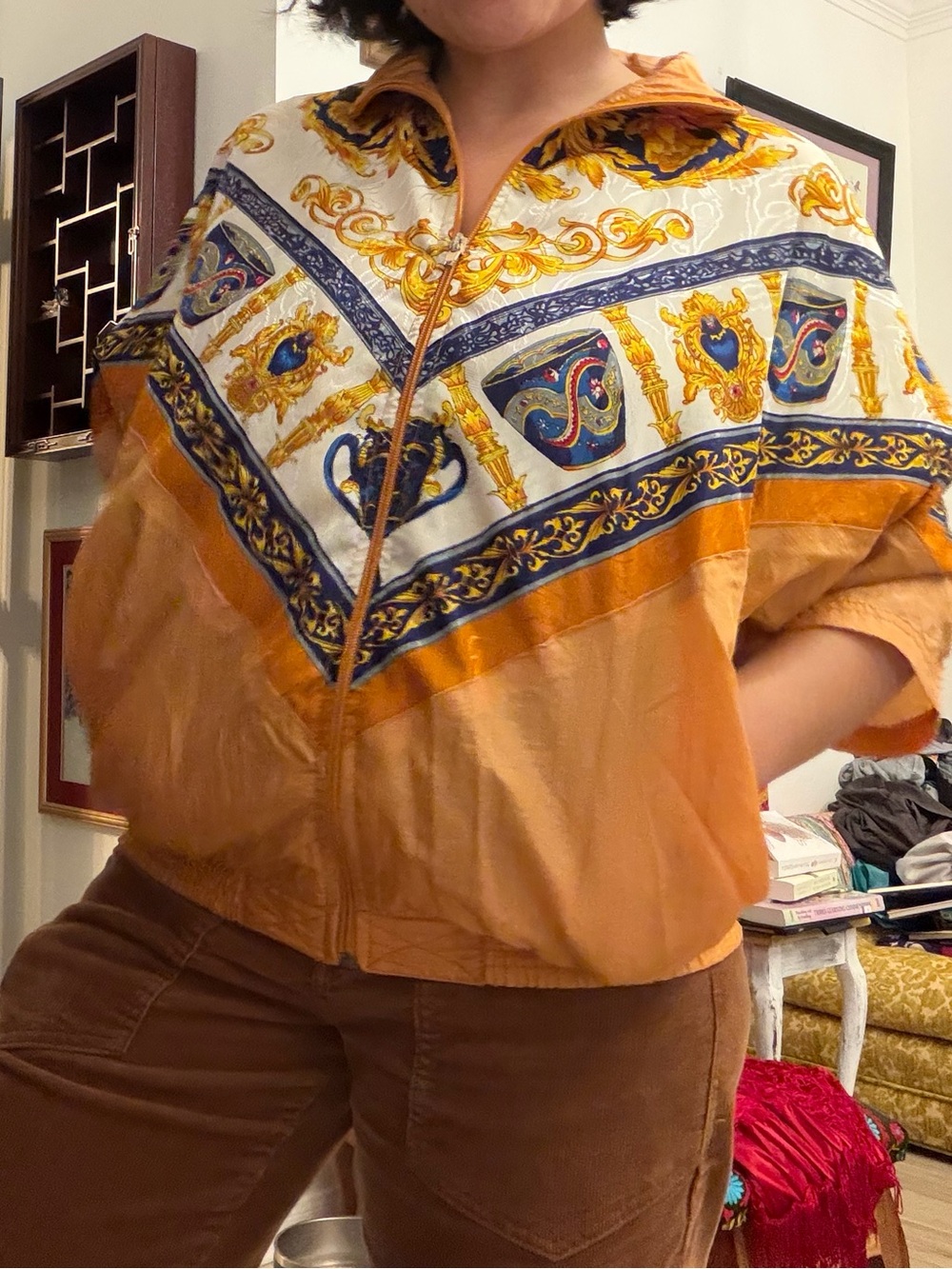 Vintage Argee Sporto Baroque Leaf Print Windbreaker Jacket